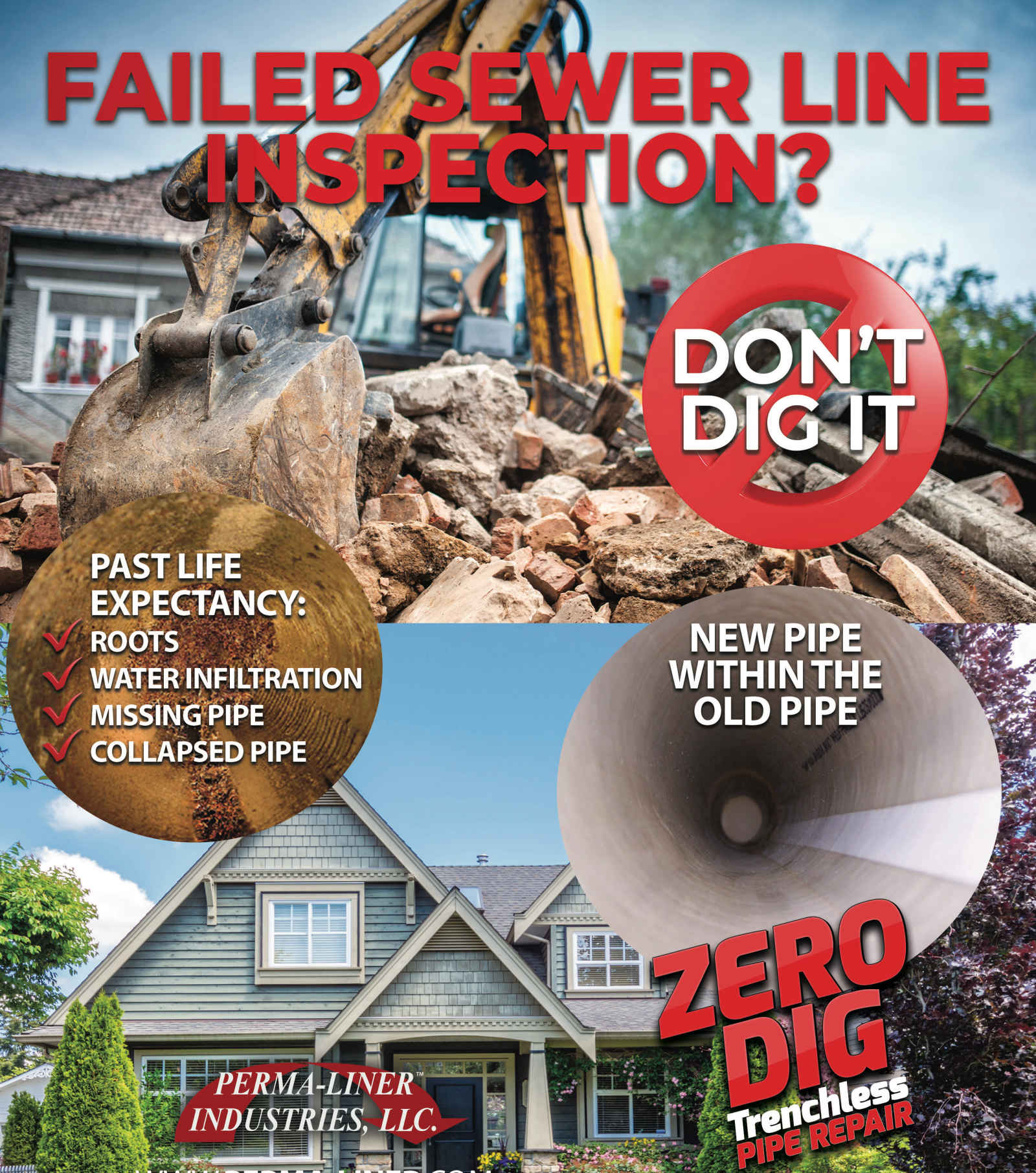 Trenchless pipe lining setup avoiding excavation in a yard